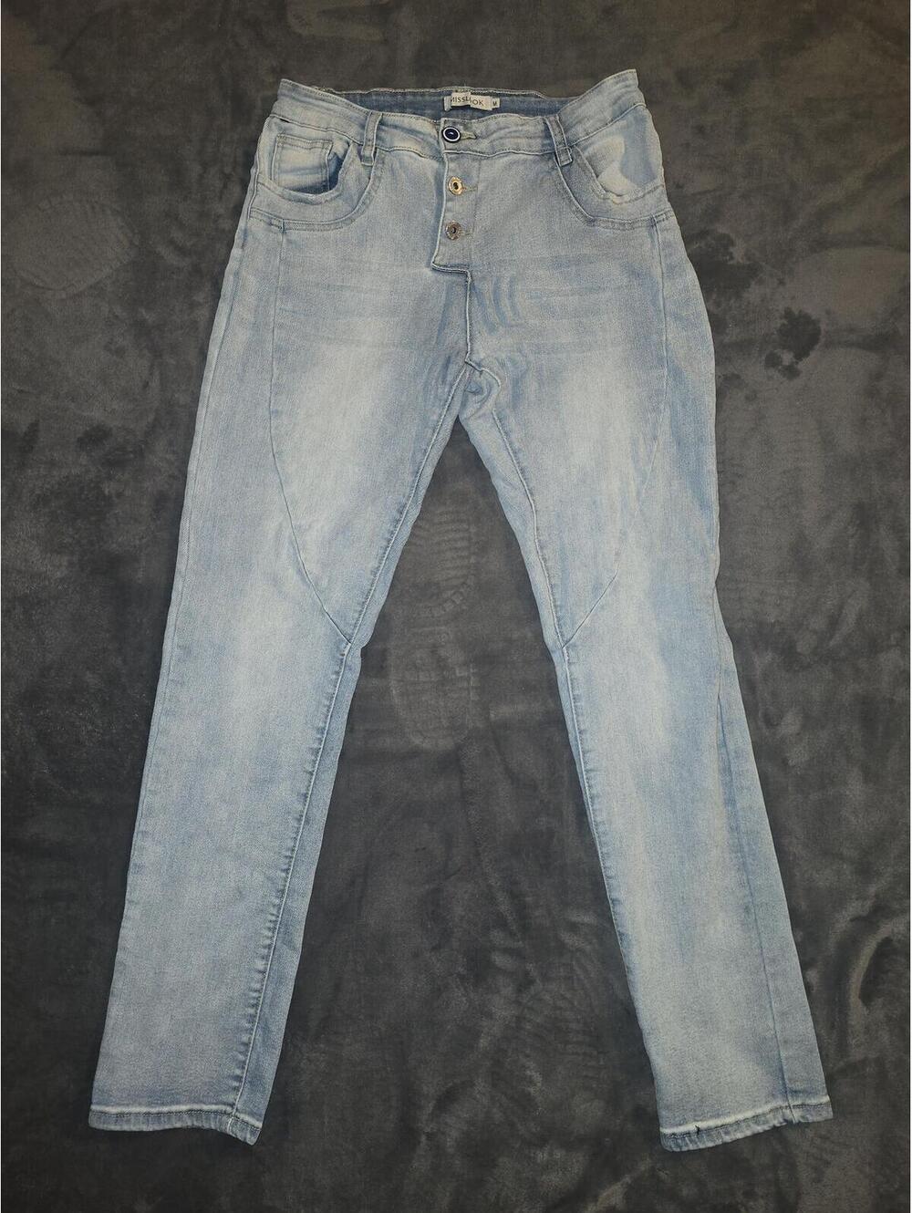 MissLok Light Blue Denim Jeans with Button Fly